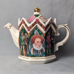 James Sadler Small Teapot Historical Series Kings & Queens 2 Elizabeth 1 Label